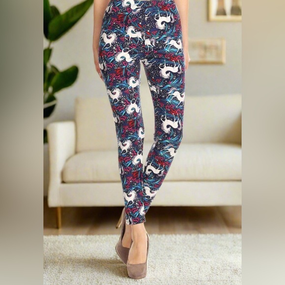 Womens Leggings, Unicorn Print, Buttery Soft Yoga Pants, Size OS or S/M/L - Picture 7 of 10